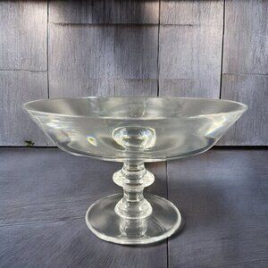 Val St Lambert State Tall Crystal Clear Glass‎ Compote Footed Centerpiece Bowl
